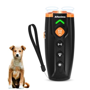 Alfanima Anti Aboiement Chien Ultrason Puissant, Alternative au Collier Anti Aboiement, Collier Electrique, sifflet Ultrason Chien et Collier de Dressage. Longue portée 25-30 kHz Autonomie 180 Jours