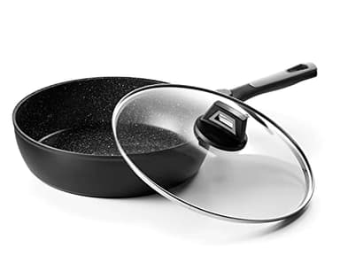 Pradel Excellence - Pierra Sauteuse 28 cm - Aluminium Forgé - Revêtement Façon Pierre - Épaisseur 2,5/4,0 mm - Manche Amovible - Compatible Tous Feux, Induction Inclus, Verre