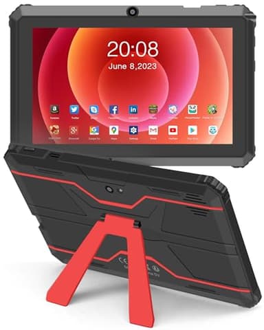 Haehne Tablette Android, Tablette 7 Pouces, avec Support, Compatible avec Une Carte TF de 256 Go, Rouge