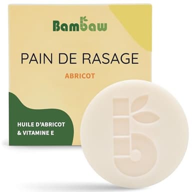 Bambaw Pain de rasage per donne, Savon de Rasage Solide à l'Huile d'Abricot & Vitamine E, Tous Types de Peau, Savon Artisanal & Vegan, Parfum Abricot (80 g)