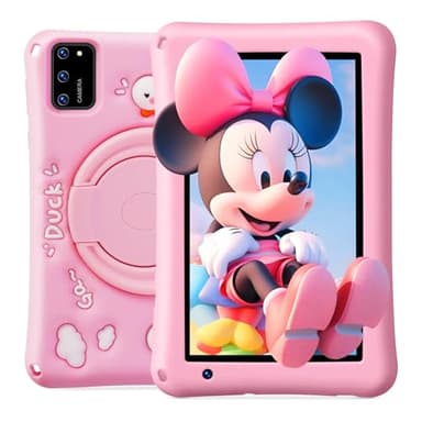 Tablette Enfants 7 Pouces, Android 13, 8Go RAM 64Go ROM, Tablette Tactile Octa-Core, 5MP+8MP Caméra HD, Contrôle Parental, Housse Silicone Anti-Choc Enfants (Rose​)
