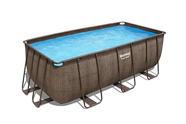 BESTWAY Piscine Hors Sol Rectangle Power Steel™ 412 x 201 x 122 cm rotin Marron avec Filtre à Sable, échelle