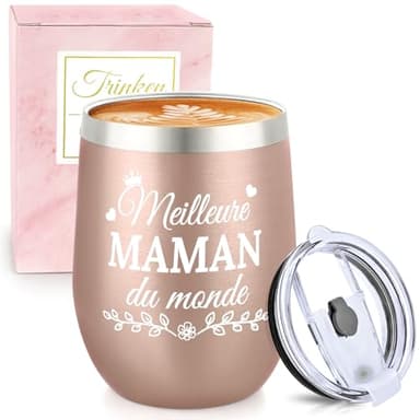 Miofula Cadeau Anniversaire Maman, 360ml Tasse à café Isotherme-Meilleure Maman du Monde, Cadeau Fête des Mères Noël pour Maman, Mug en Acier Inoxydable de Voyage pour Café Chaud et Froid, Lait et Thé