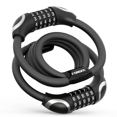 FONGKE Antivol Trotinette Electrique, Cadenas Code à 5 Chiffres, Cadenas Trotinette Electrique Deux Code, Antivol Velo, 115cm/12mm Imperméable Serrure de Câble pour Scooters, Tricycles, Vélos, Motos