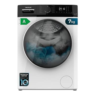 Cecotec Lave Linge Bolero Dresscode 7610 Inverter A; capacité de 7 Kg, 1400 tr/min, Classe A, Avec fonction vapeur, Moteur Inverter Plus, 15 Programmes, Optimise le niveau d'eau et de lavage