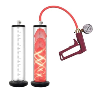 Pompes à Pénis Sex Toys Pompe a Penis Manuelles avec Poignée en Nylon Pompe Penis Masculine avec Manomètre Pompe à Pénis à Vide Transparentes avec Cadrans pour Agrandir Son Pénis (57mm)
