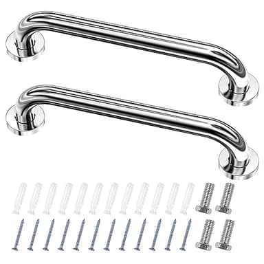 Fousenuk Lot de 2 Barre D'Appui wc, Acier Inox Maintien Poignée Douche, 30cm Barre d'Appui Salle de Bain Coudée, Barres Douche, Baignoire Main Courante Inoxydable Âgées/Handicapées/Enfants