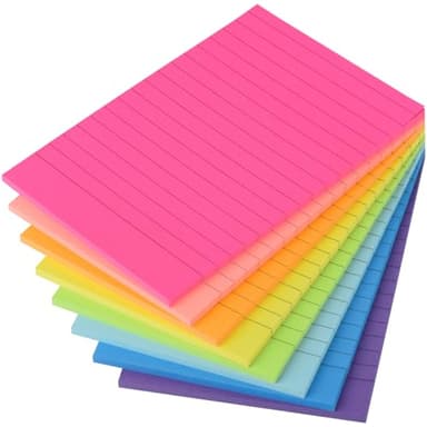 ZCZN Note Adhésive Lignée de 8 Couleurs, 100 x 150 mm, 8 Blocs de 40 Pages Chacun, Feuillets Autocollantes Convient pour les Listes Quotidiennes, le Bloc-Notes au Bureau, à la Maison, à l'École
