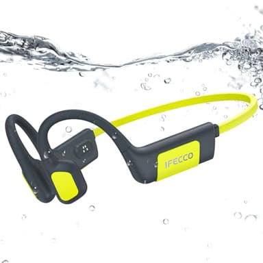 IFECCO Casque Conduction Osseuse Natation, IP68 Ecouteur Piscine pour Nager Bluetooth 5.4 Oreille Ouverte avec Micro, Lecteur MP3 32 Go de Mémoire pour Natation, Course à Pied, Cyclisme