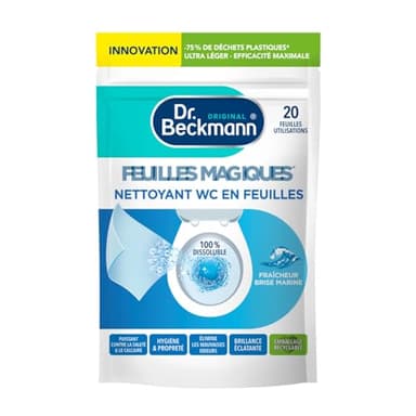 Dr. Beckmann - Nettoyant WC En Feuilles Magiques - Produit Toilette Puissant Contre La Saleté et Le Calcaire - Désodorisant WC Qui Élimine les Mauvaises Odeurs - Fraicheur Brise Marine x 20 Feuilles