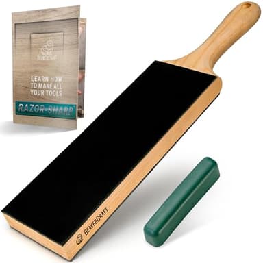 BeaverCraft Kit d'affûtage de couteaux en cuir pour aiguiser les couteaux avec composé d'affûtage LS1P1 Aiguiseur de couteaux en cuir Kit d'affûtage de palette et composé de polissage Bloc d'affûtage