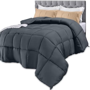 Utopia Bedding, Couette sans Housse pour Toute l'année 4,5 tog, en Microfibre Douce et Respirante à Point carré, idéale pour Temps Froid, Lavable en Machine (Gris, lit jumeau)