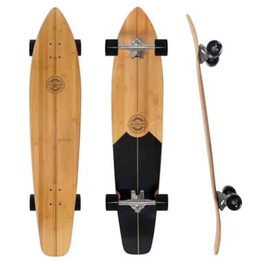 Nattork Cruiser Longboard Skateboard complet en bambou et érable dur canadien pour le confort, le sculptage et la descente avec outil en T, fabriqué pour adultes, adolescents et enfants