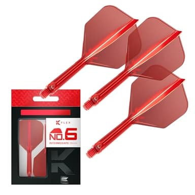 Target Darts K Flex Ailettes et Tiges de Fléchettes Intégrées, No.6 Rouge (Intermédiaire) | Lot de 3 K-Flex - No.6, Kflex All In One Ailettes et Tiges de Fléchettes Moulées | Accessoires de Fléchettes
