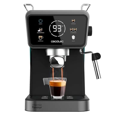 Cecotec Machine à Café Express Power Espresso Touch ColdBrew. Écran Tactile, Système ColdBrew, Pompe 20 Bars, Buse Vapeur Orientable, Réservoir 1,5L, Bras Double Sortie, Nettoyage Facile