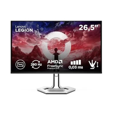 Lenovo Legion Pro 27Q-10 - Écran Gaming de 26.5" avec Eyesafe (QHD, QD-OLED, 280Hz, 0.03ms GtG, 2xHDMI+DP+ USB Type-C, AMD FreeSync Premium Pro) - Réglage en Inclinaison - Noir-Blanc