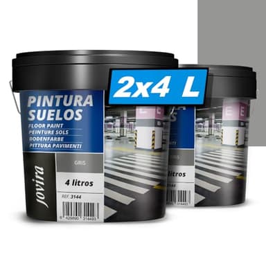 JOVIRA PINTURAS Peinture Sols Garages, Terrains de sport, sols en béton, asphalte et ciment. Protège et décore les surfaces, aspect mat. (2x4 Litres, Gris)