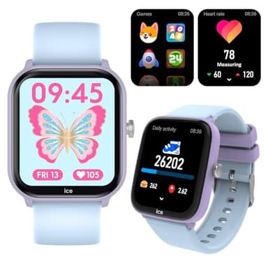 ICE-WATCH - Ice Smart Junior 3.0 Purple Soft Blue 1.75 AMOLED - Montre connectée rectangulaire Violette pour Fille avec Bracelet en Silicone - 024298 (1.75 Pouces)