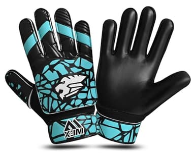 WFX Gants de gardien de but pour enfants garçons jeunes – Gants de gardien de but de football avec double support de poignet – Gants de gardien avec paume grip et protection (Aqua, taille 4, convient