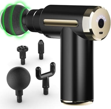 Cotsoco Mini Pistolet de Massage Musculaire, Massage Gun Anti-Douleur Sportif, Masseur à Percussion avec 4 Têtes, adapté à la Maison/Bureau/Salle de Sport, Idéal comme Cadeau pour Femmes et Hommes