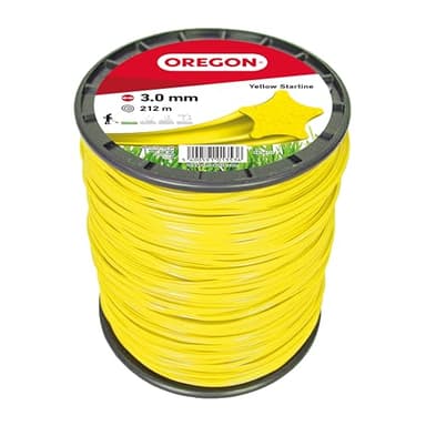 Fil de débroussailleuse Oregon Jaune Étoile 3mm, Coupe herbes hautes, mauvaises herbes, végétation dense, Fil nylon haute résistance, compatible avec modèles standards, 3.0mm x 212m (69-461-Y)
