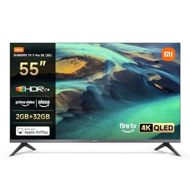 XIAOMI TV F Pro 55, 140 cm (55 Pouces), 4K UHD QLED, Smart TV, Fire TV, Contrôle Vocal Alexa, HDR10+, 60Hz avec 120Hz Game Boost Mode, MEMC, 2Go+32Go, Compatible avec AirPlay