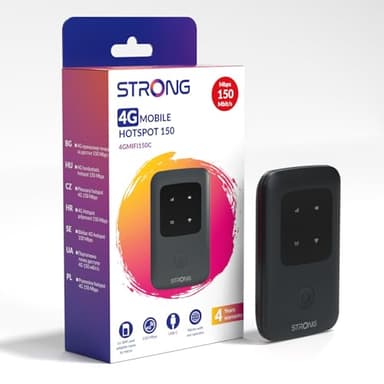 STRONG Routeur WiFi 4G avec SIM, Routeur Pocket WiFi Débloqué CAT4 LTE, 150 Mbps en Download, Hotspot WiFi Portable, Connecte Jusqu’à 10 Appareils, Batterie 2100 mAh pour 8 Heures, USB-C (150C)