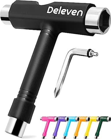 Deleven Outil de Skate Tout-en-Un Multifonction Léger et Portable avec Clé Allen 2-en-1 et Tournevis Phillips - Ajustez Patins à roulettes, Longboards, Skateboards, Quads, Roues, Trucks et Kingpin