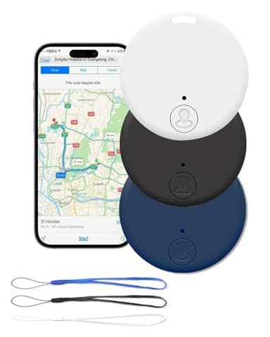 3Pcs Traceur GPS Bluetooth 5.2 Compatible iOS Android, Localisateur Intelligent Multi-Objets pour Clés, Portefeuille, Animaux, Valise, Sac, Alarme Sonore, Portée 15m, Batterie Remplaçable, Avec cordon