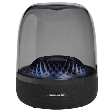 Harman Kardon Aura Studio 4, Enceinte Bluetooth avec dôme Transparent et Jeu de lumière à thème, Design élégant et Son Exceptionnel sur 360 degrés, en Noir