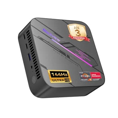 Blackview MP100 Mini PC, 4K Triple Affichage 144Hz, AMD Ryzen 7430U, Graphiques AMD Radeon, 16 Go RAM 512 Go SSD, Mini Ordinateur de Bureau Silencieux, Win 11 Pro/WiFi 6/BT 5.2 pour Bureau et Maison