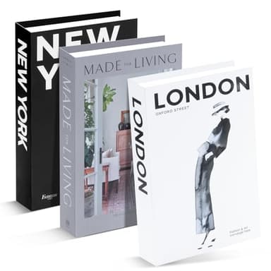 Livre Decoration Luxe 3Pcs Faux Livres Decoratifs Faux Livre Deco Boite Livre Decoration d'interieur pour la Maison Bureau Chambre À Coucher Salon Tables Basses Etagères (London)