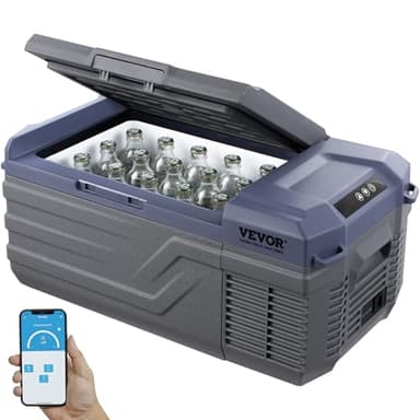 VEVOR Glacière Portable à Compression 15 L, Réfrigérateur de Voiture Maison 12/24 V CC et 100-240 V CA, Mini Frigo à Zone Unique, -20 °C à 20 °C Température Réglable, pour Camion Camping Extérieur