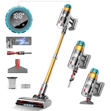 EHBL Aspirateur sans fil 600 W 55 kPa, jusqu'à 55 minutes, support mural rechargeable, écran couleur OLED, aspirateur anti-enchevêtrement pour voiture, plancher, tapis, poils d'animaux