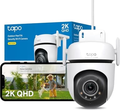 Tapo C520WS2K(4MP) Caméra de Surveillance WiFiextérieur360°,Vision Nocturne Couleur Starlight,Détection de Personne etSuivi de Mouvement,Étanche IP66,Alarme sonore Personnalisable,Via WiFi ouEthernet