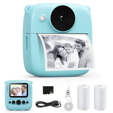 Appareil Photo Instantané Enfant, CalineGam 48MP 1080P Appareil Photo Numérique Enfant avec Carte 32GB & Papier Photo, Noël Anniversaire Cadeau pour Filles Garçons 3-12 Ans (Bleu)
