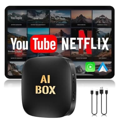 CarPlay Adaptateur sans fil Mise à jour 2025 avec Netflix/YouTube/TF Card Plug & Play Dongle | Adaptateur sans fil pour iPhone et Android Auto | Compatible CarPlay pour voitures | Système