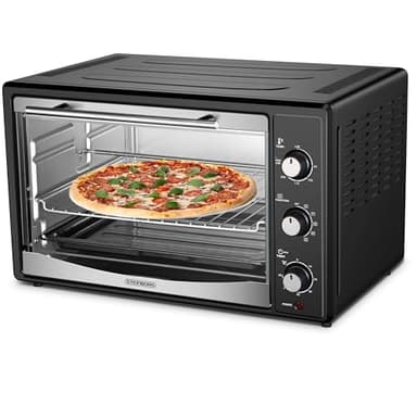 Mini four 45 l avec chaleur tournante | Tournebroche électrique | 1800 W | Four à chaleur tournante | Four à pizza | Éclairage intérieur | Avec plaque de cuisson et grille de cuisson | Mini four |
