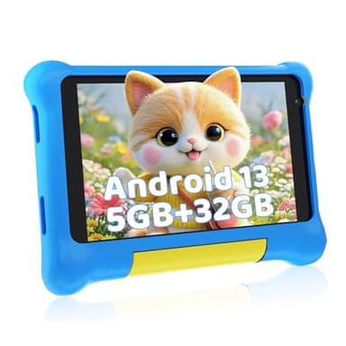 Vekoy Tablette Enfants 7 Pouces Android 13 Tablette pour Enfant 5GB RAM 32GB ROM(TF 128GB) Contrôle Parental, GMS, WiFi, Bluetooth, Kids Tablette Tactile Éducative avec Kid-Proof Étui (Bleu)