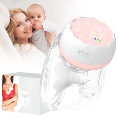Tire Lait Electrique Main Libre, Sans Fil Tire-Lait Électrique Portable, 4 Modes et 12 Niveaux, Aible Bruit Rechargeable Poids léger avec Affichage LED (Rose)