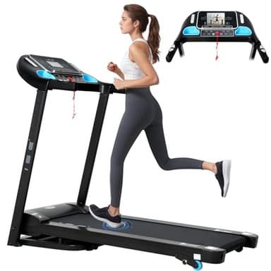 ISE Tapis de Course Pliable Electrique, Tapis de Marche Inclinable Professionnel, Tapis Course Inclinable 14KM/H, Treadmill Motorise 2HP/Écran LCD/12P, Tapis Marche Pliable Maison/Bureau