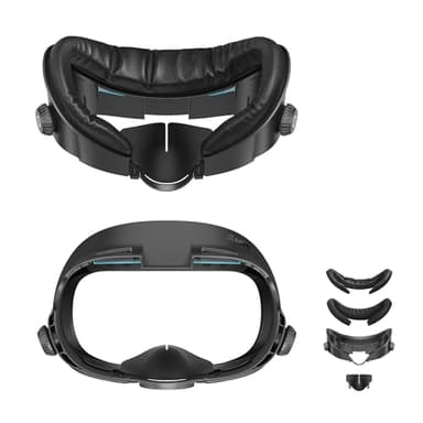 AMVR Interface faciale coussin facial confortable amélioré, compatible avec les accessoires Meta/Oculus Quest 3, avec réglage par bouton rotatif, coussin facial en PU et coton de soie glacée respirant