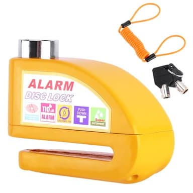 Confozen Antivol Moto avec Alarme 130dB, Bloque Disque en Alliage de Zinc, Mini U Verrouillage Sécurisé, Jaune, 85x56x31mm, Homologué SRA pour Scooter et Moto