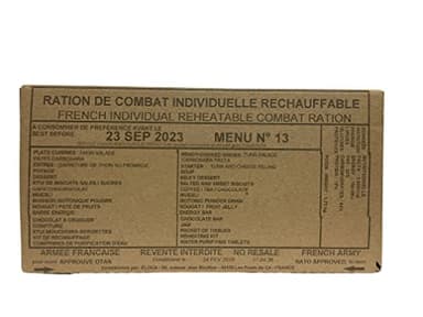 Pack de rations MRE 24h de l'armée française (menu 13)