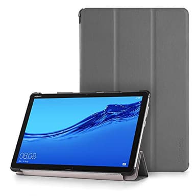 Simpeak Housse Coque Compatible pour Huawei MediaPad M5 Lite 10.1" Etui de Protection - avec Fonction Stand et Auto Réveil/Sommeil,Gris