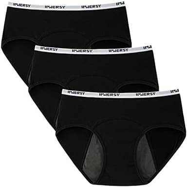 INNERSY Culotte Menstruelle Adolescente Noir Slip pour Regle Lavables Jeune Fille Ado Lot de 3 (12 Ans, Noir Classique)