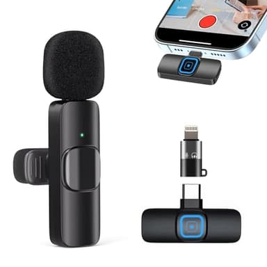 Micro Cravate sans Fil pour iPhone/iOS/Android, Micro Cravate Portable Plug & Play réduction du Bruit pour Youtube, Facebook, Twitter, Tiktok Video et La Diffusion en Direct(Adaptateur Inclus)