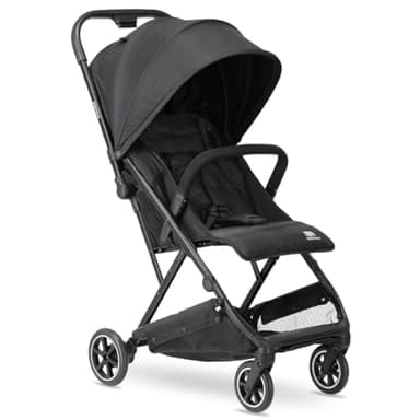 Deryan Easy Travel Buggy - Pour enfants de la naissance jusqu'à 22 kg - Avec fonction couchage - Ultra légère 7,5 kg - Pliable d'une seule main - UPF 50+, panier jusqu'à 3 kg (Noir)
