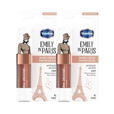 Vaseline x Emily in Paris Lip Oil Nude Crème, gloss teinté pour des lèvres plus pulpeuses, (Nude Crème - 2 x4g)