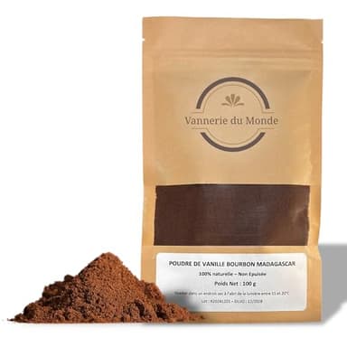 Poudre de Vanille Premium de Madagascar - 100 g - 100% Vanille Bourbon Naturelle - Arôme Intense & Parfum Gourmet - Idéale Pâtisserie, Dessert & Cuisine - Qualité Professionnelle Sans Additif
